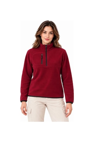 Zenna Tarz Polar Dik Yaka Yarım Fermuarlı Fermuarlı Göğüs Cepli Regular Fit Kışlık Sweatshirt - Bordo