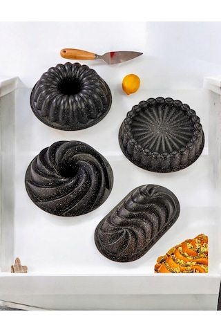 Doremcy Eda 4'lü Kek Kalıbı Seti Siyah Siyah