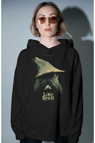 Sevbano Yüzüklerin Efendisi Gandalf Film Ön Baskılı Unisex Oversize Premi Siyah