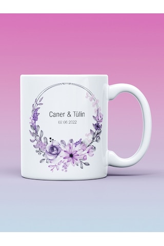 Kupa Bardak Çiçek Desenli Kişiye Özel Tasarım Isimli Kupa Bardak