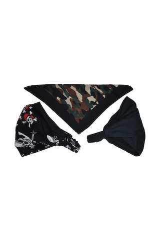Lastikli Bandana Seti Paraşüt Bandana Model Kahverengi