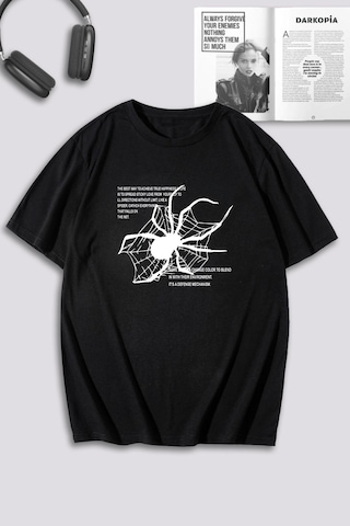 Unisex Kadın Erkek The Best Spider Özel Tasarım Baskılı Oversize T-shirt Siyah Mck0080 Siyah