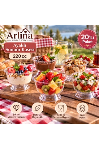 220 Cc Ayaklı Plastik Sunum Kasesi 20li Paket