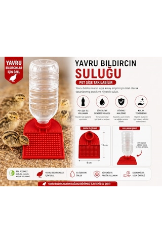 Yavru Bıldırcın Suluğu Pet Şişe Uyumlu Suluk Aparatı Yavru Bıldırcın Suluğu Pet Şişe Uyumlu Suluk Aparatı