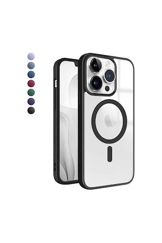 Apple Uyumlu iPhone 13 Pro Magsafe Özellikli Renkli Clear Case Kapak