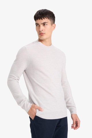 Defacto Standart Fit Bisiklet Yaka Basic Dokulu Triko Kazak F1777ax25augr184 Gri