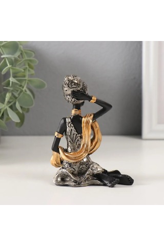 Simalend Afrika Kadın Çiçekli Elbiseli Heykel Hediyeliği 271600701