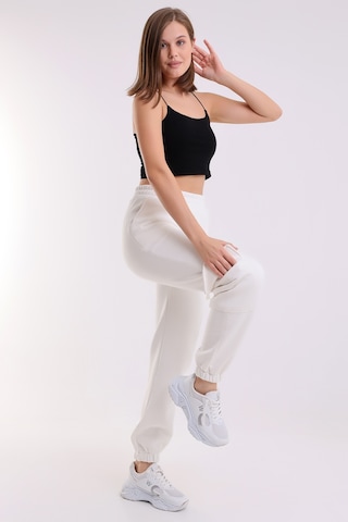 Winmoda34 Kadın Jogger Kalın 3 İplik Yandan Cepli Kargo Eşofman Altı Ekru