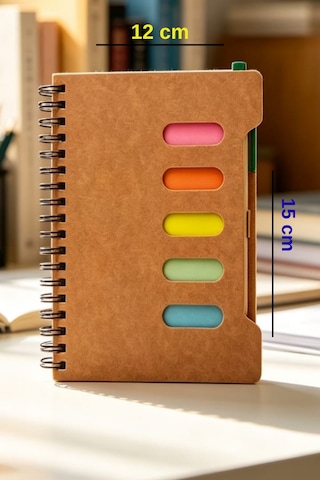 A6 Boy 80 Yaprak Çizgili Sert Kapak Postijli Kalemli Not Defteri 12x15 Cm Saman