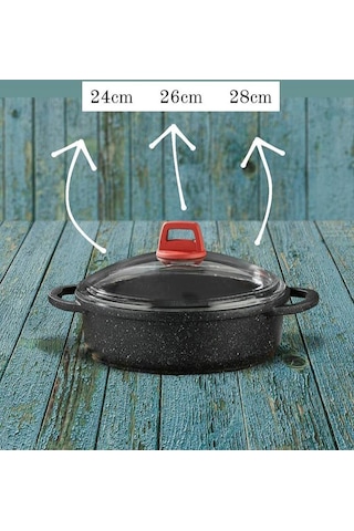 Gülsan Gls Granit Döküm Basık Tencere Pilav Tenceresi 28 CM
