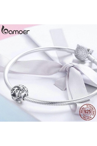Bamoer Otantik 925 Ayar Gümüş Vintage Charm A'dan T'ye 26 Harf, Temizle Cz Alfabe Boncuk Fit Bilezikler A
