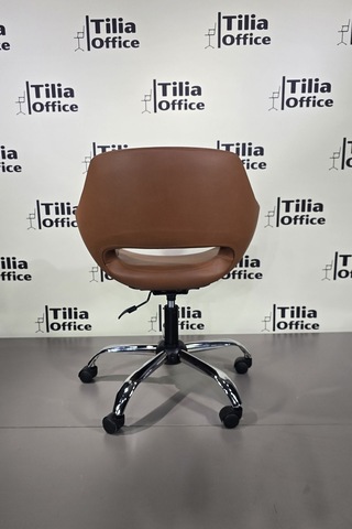 Monaco Çalışma Kesim Koltuğu Yonca Tekerlekli Krom Ayak Kahverengi