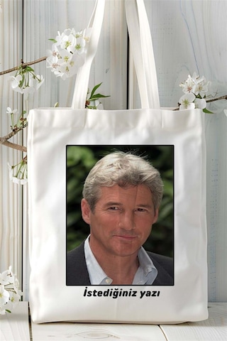Art Hediye Richard Gere Baskılı Bez Çanta Omuz Çantası Kişiye Özel Desen 1 Çok Renkli