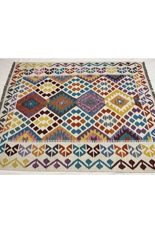 El Dokuma Afgan Kilim 100% Yün Kök Boya Elsanat Eserı İle Harıka Anadolu Desenlı Çok Renkli