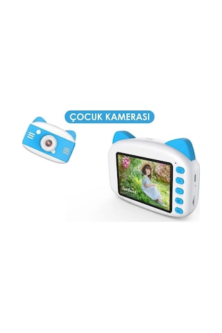 X900 Dijital Çocuk Fotoğraf Makinesi Selfie Kamera 3.5 İnç Dijital Çocuk Kamerası 1080p Mavi Najmaddin