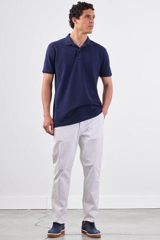 Dufy Lacivert Polo Yaka Pamuklu Düz Renk Slim Fit Erkek T-shirt Lacivert