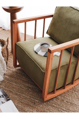 Sallanan Koltuk Fitilli Kadife Haki