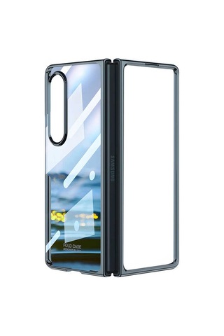 Samsung Uyumlu Galaxy Z Fold 4 Kılıf Zore Full Camlı Kıpta Kapak Gümüş Yeşili