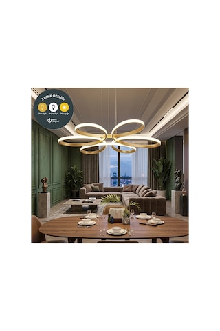 3 Renkli Sarkıt Yonca 6 Lı Eskitme Salon Mutfak Çocuk Odası Yemek Masası Ve Antre İçin Modern Led Altın
