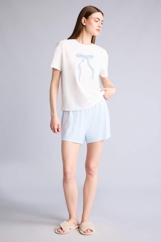 Defacto Regular Fıt Kısa Kollu 2li Softshell Şort Tişört Pijama Takım H7073ax26smbe745 Mavi-be745