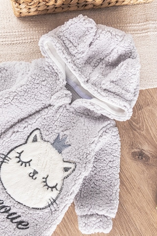 Babymod Kedi Figürlü Peluş Welsoft Kız/erkek Bebek Tulum Gri