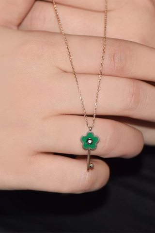 Papatya Anahtar Elmas  Kolye