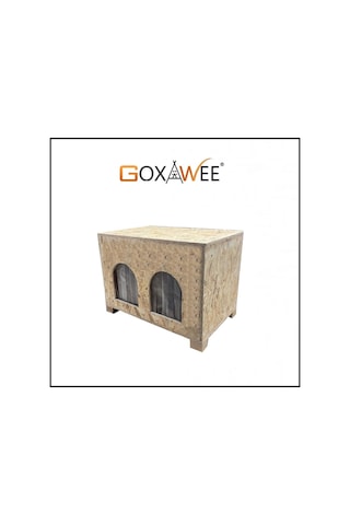 Goxawee Dizayn Kedi Evi Dış Ortam Uygun Ahşap Kedi Evi Double Osb 61x41x36 Cm
