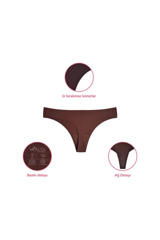 Alya Underwear Lazer Kesim Dikişsiz Tanga Külot, Seamless String 6'lı Paket Çok Renkli A10