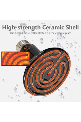 Folinda E27 Evcil Sürüngenler İçin Seramik Isıtıcı Lambası, 200w, Avrupa Standartı, Siyah Renkli, 220v Siyah