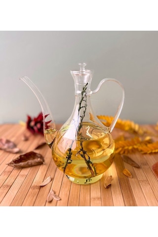 Morponi Bambu Standlı Borosilikat Cam Glorry Yağlık 2'li Set 700 Ml+700 Ml Şeffaf