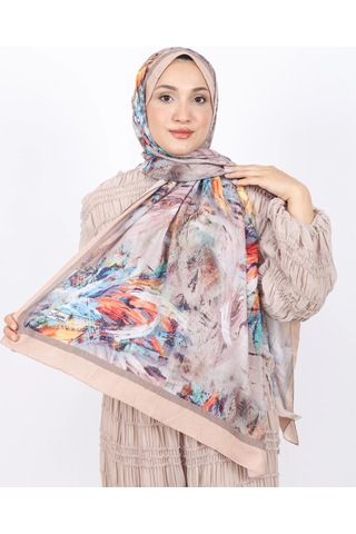 Luissa Bambu Kraş Şal Pastel Desen Bej