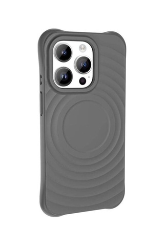 Apple Uyumlu iPhone 14 Pro M-safe Şarj Özellikli Airbagli Mat Görünümlü Zore Hepi Kapak Gri