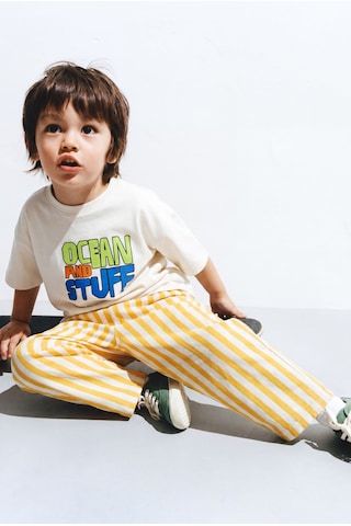 Magu Erkek Çocuk Pamuklu Ocean Baskılı T-shirt Çizgili Eşofman Takım Çok Renkli