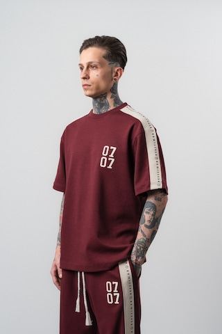 Respire Erkek 07 Şerit Detaylı Regular Fit T-shirt Bordo