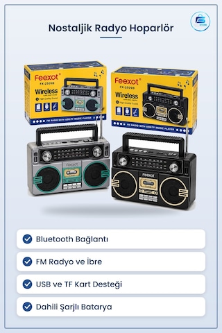 Nostaljik Radyo Bluetooth Hoparlör Şarjlı Fm Usb Tf Mp3 Çalar İbr