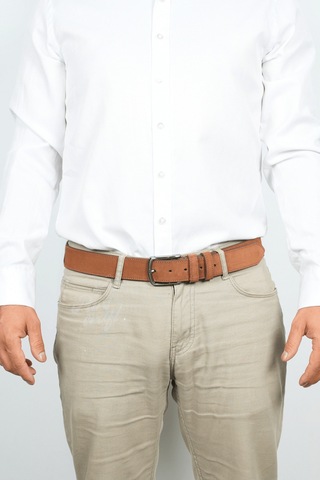Parscraft Hakiki Süet Deri Erkek Kemer Taba 4 Cm
