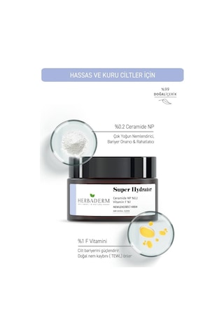 Herbaderm Super Hydrator Cilt Bariyerini Güçlendirici ve Onarıcı Yoğun Nemlendirici Krem 50 ML