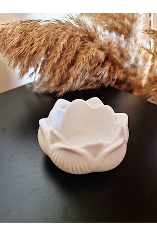 Bernami Vazo Pinterest 2 Adet Lotus Çiçeği Mumluk & Organizer & Minimal Sunumluk - Beyaz 7 3 Cm Diğer