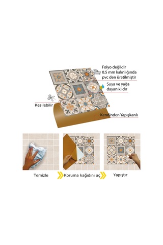 Tink KENDİNDEN YAPIŞKANLI APRİCOT DESENLİ PVC KARO 30X30