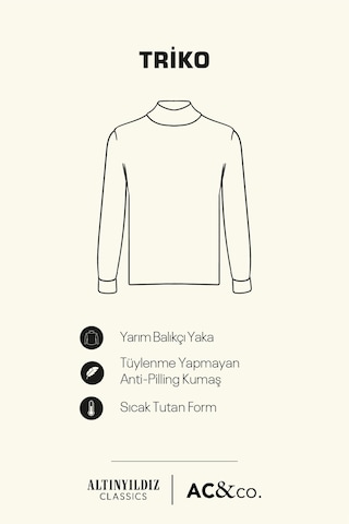 AC&Co / Altınyıldız Classics Erkek Bej Standart Fit Normal Kesim Yarım Balıkçı Yaka Hafif Salaş Pamuklu Triko 4A4921100008BEJL Bej