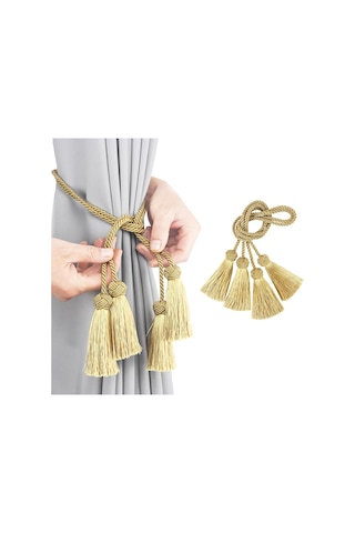 2'li Paket Altın, Zarif Perde Bağları, Püsküllü El Dokuma Pencere Dekorasyonları İçin Halat Dekoratif Perde Bağları, Diğer