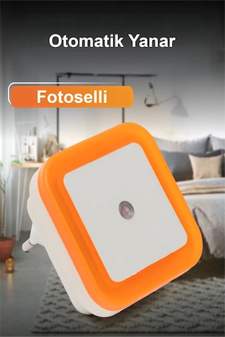 Astec Fotoselli Gece Lambası 1 Watt Tak Çalıştır Sensörlü Sarı Renk Sari