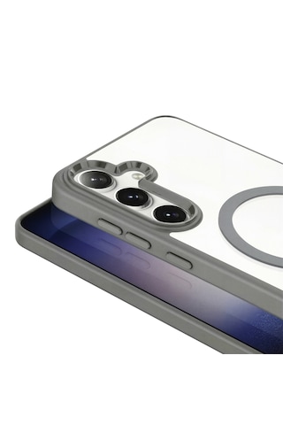 Samsung Uyumlu Galaxy S26 Plus Kılıf M-safe Şarj Özellikli Şeffaf Transparan Arka Görünüm Renkli Çerçeve M-safe Zore Kapak Siyah