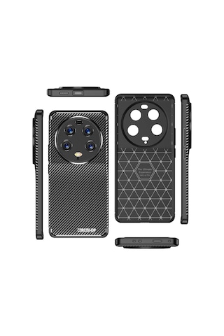 Xiaomi Mi 13 Ultra Kılıf Kamera Çıkıntılı Karbon Fiber Desenli Renk Atmaz Koruyucu Kapak Siyah