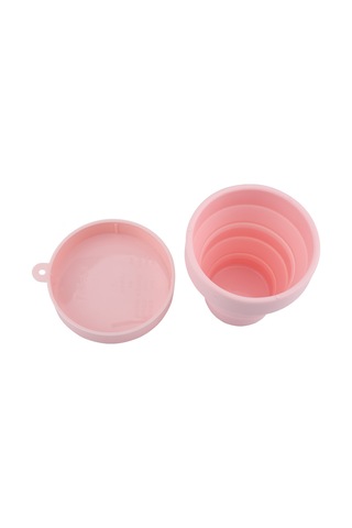 Yaozixa Pembe Silikon Katlanabilir Matara - Taşınabilir, Isı Saklayıcı Kapağıyla, Dış Etkinlikler İçin 230ml