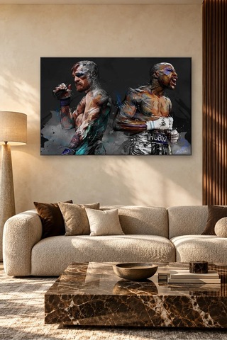 Fida Mayweather Ve Mcgregor Boks Karşılaşması Canvas Tablo Çok Renkli