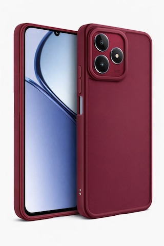 Realme C63 Uyumlu Kamera Çıkıntılı Mat Silikon Telefon Kılıfı Bordo