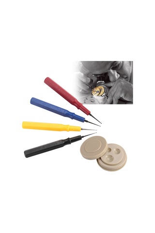 Moveevo Saat Tamiri Yağlama Seti: Dayanıklı Plastik Yağ Kasesi + 4 Farklı Boyutlu Çok İnce, İnce, Orta, Büyük Koruyucu Kapaçlı Yağ Kalemi - Saatçiler İçin Profesyonel Araç