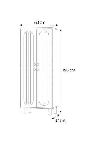 Lidya Portmanto Dolabı Beyaz Raflı 2 Kapaklı Ayakkabılık Dolap 60x37x195 cm