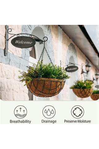 Adet Hindistan Cevizi Asılı Sepet Astarı 10 İnç, Saksılar İçin Sağlam Yuvarlak Astarlar Mükemmel Yedek, %100 Doğal